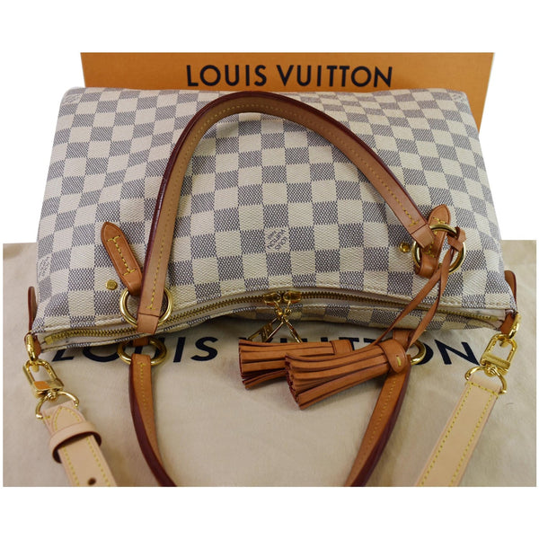 Louis Vuitton Lymington Damier Azur Shoulder Bag White - top front view