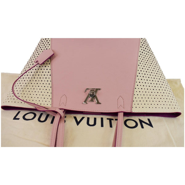 LOUIS VUITTON Lockme Cabas Perforated Leather Shoulder Bag Pink
