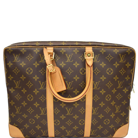 LOUIS VUITTON Porte-Documents Voyage Monogram Canvas Briefcase Bag Brown