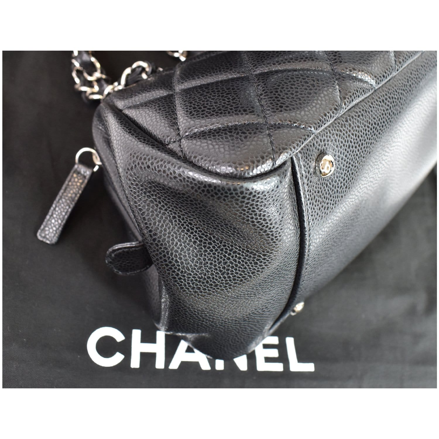 Chanel Chanel Here Mark Bicolor Chain Shoulder Bag Soft Caviar Black White  With Seal 29 Series