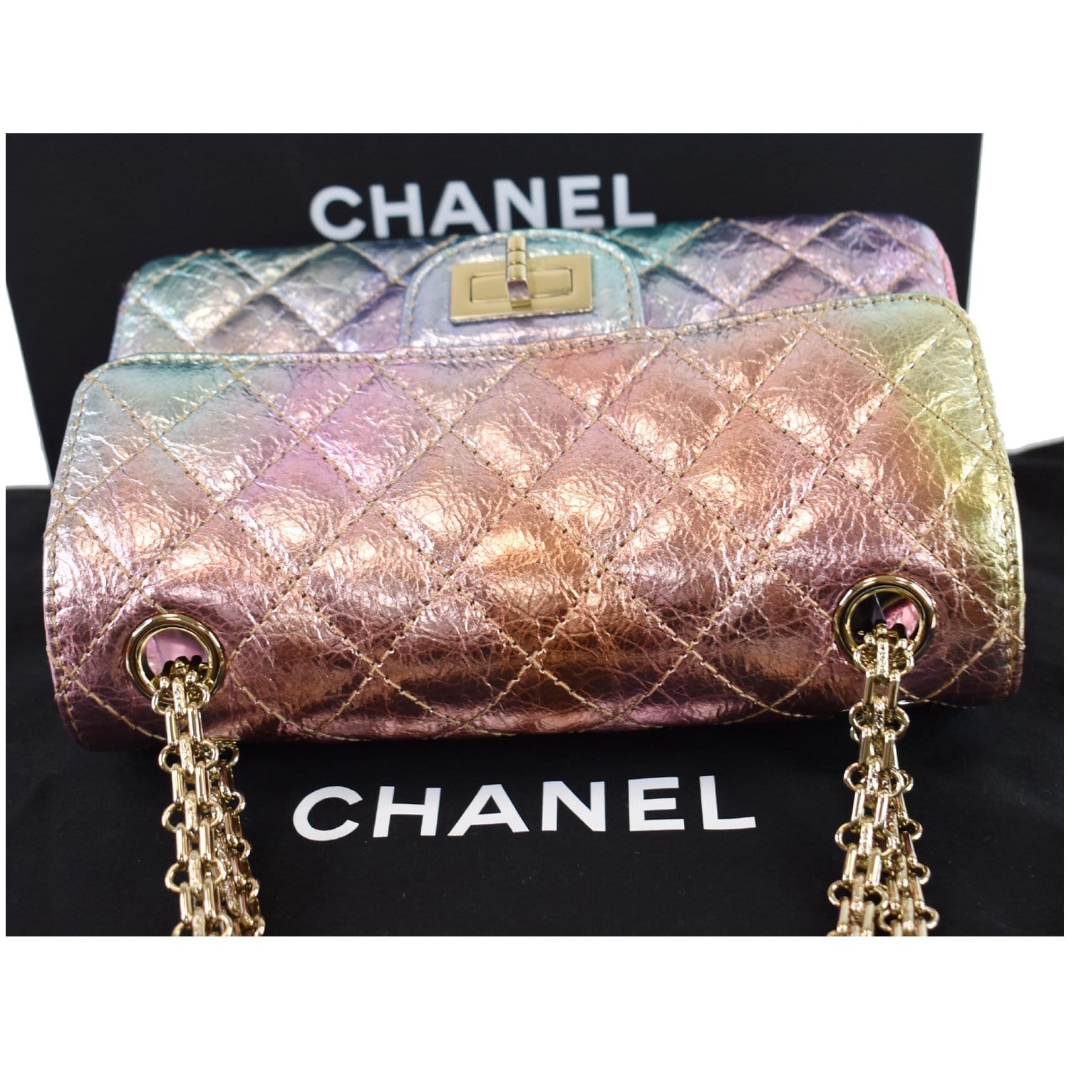 Chanel 2.55 Medium Bag Tweed Multi-Color - Silver Hardware