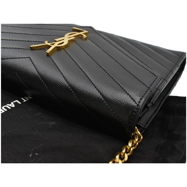 YVES SAINT LAURENT Envelope Monogram Leather Crossbody Chain Wallet Black