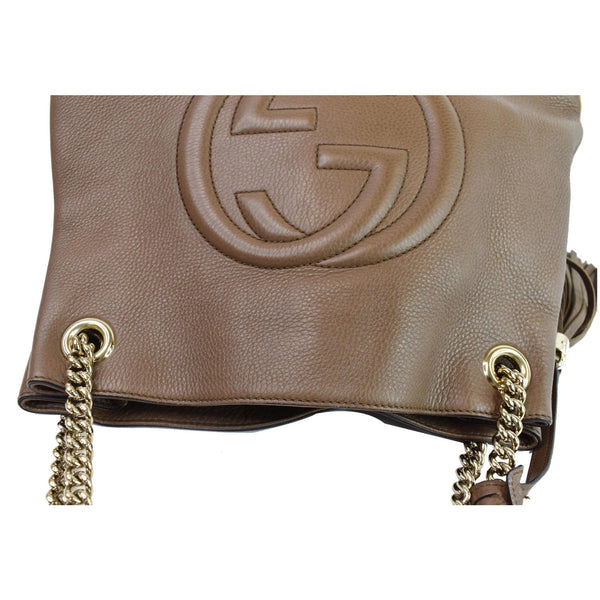 GUCCI Soho Pebbled Leather Chain Shoulder Bag Brown 308982