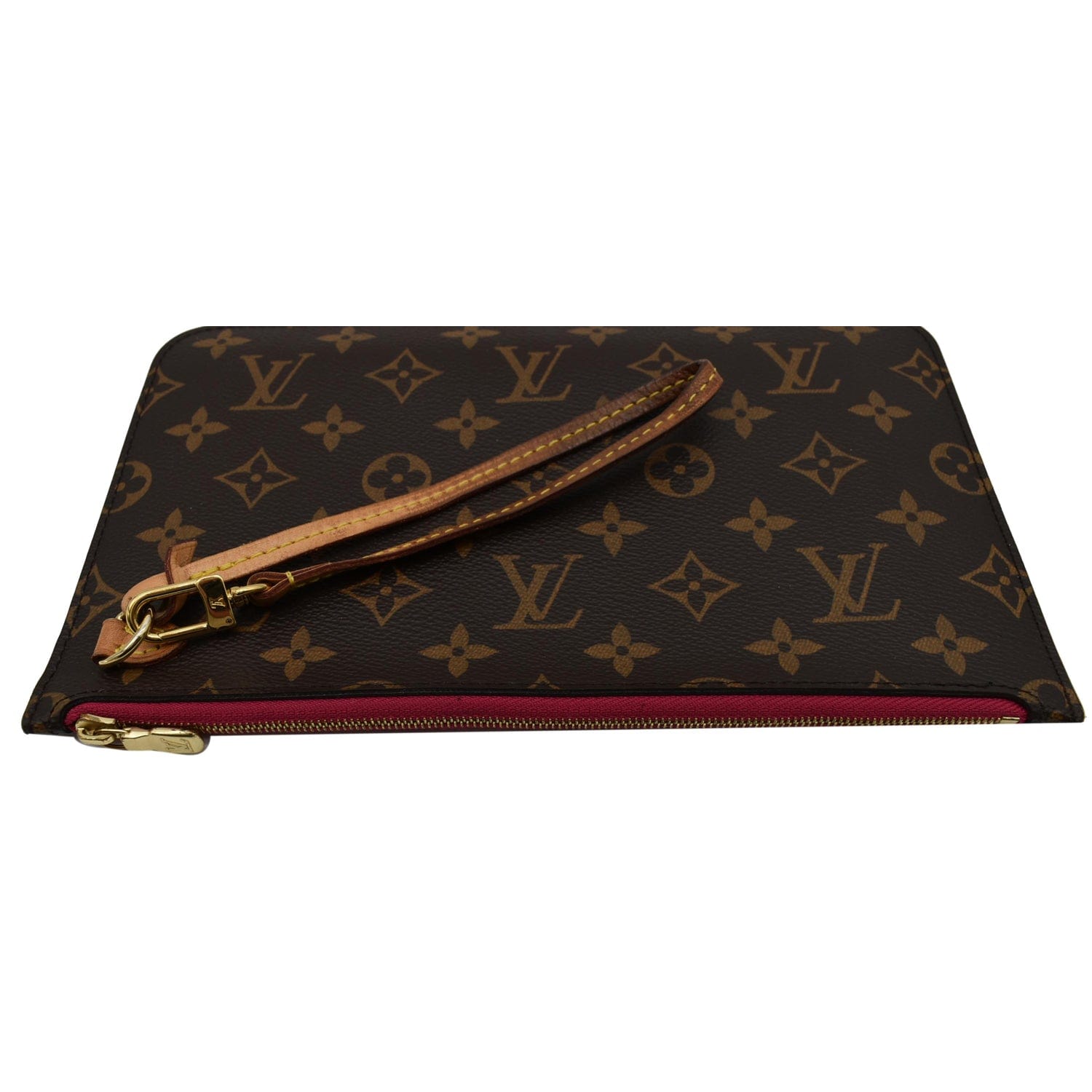 Neverfull leather clutch bag Louis Vuitton Beige in Leather - 21467601