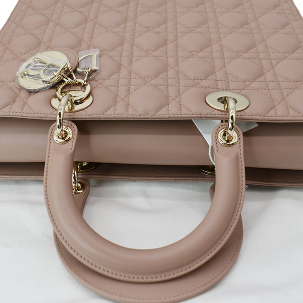 CHRISTIAN DIOR Lady Dior Large Quilted Leather Shoulder Bag Blush