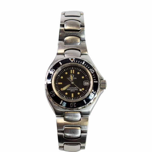 OMEGA Seamaster Professional 200 Date SS Swiss Watch Black Dial 32MM