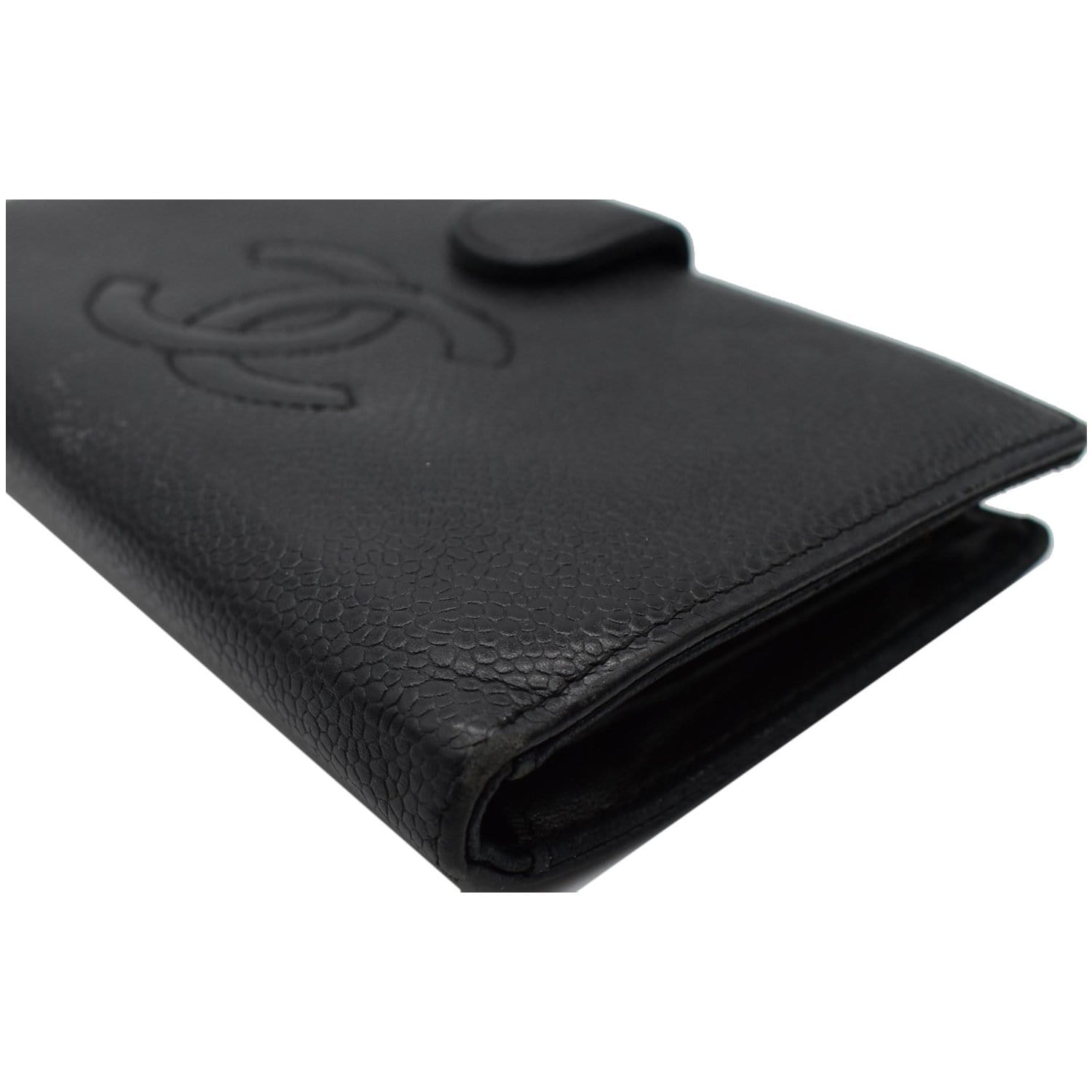 CHANEL Vintage CC Caviar Leather Bifold Wallet Black