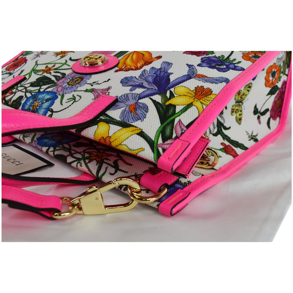 GUCCI Medium Flora Canvas Tote Shoulder Bag Pink 550141