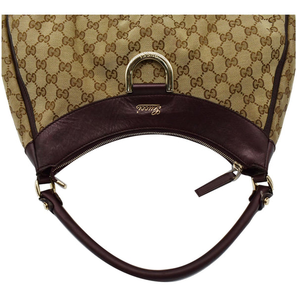 GUCCI D Ring Large Monogram Hobo Bag Brown 189833