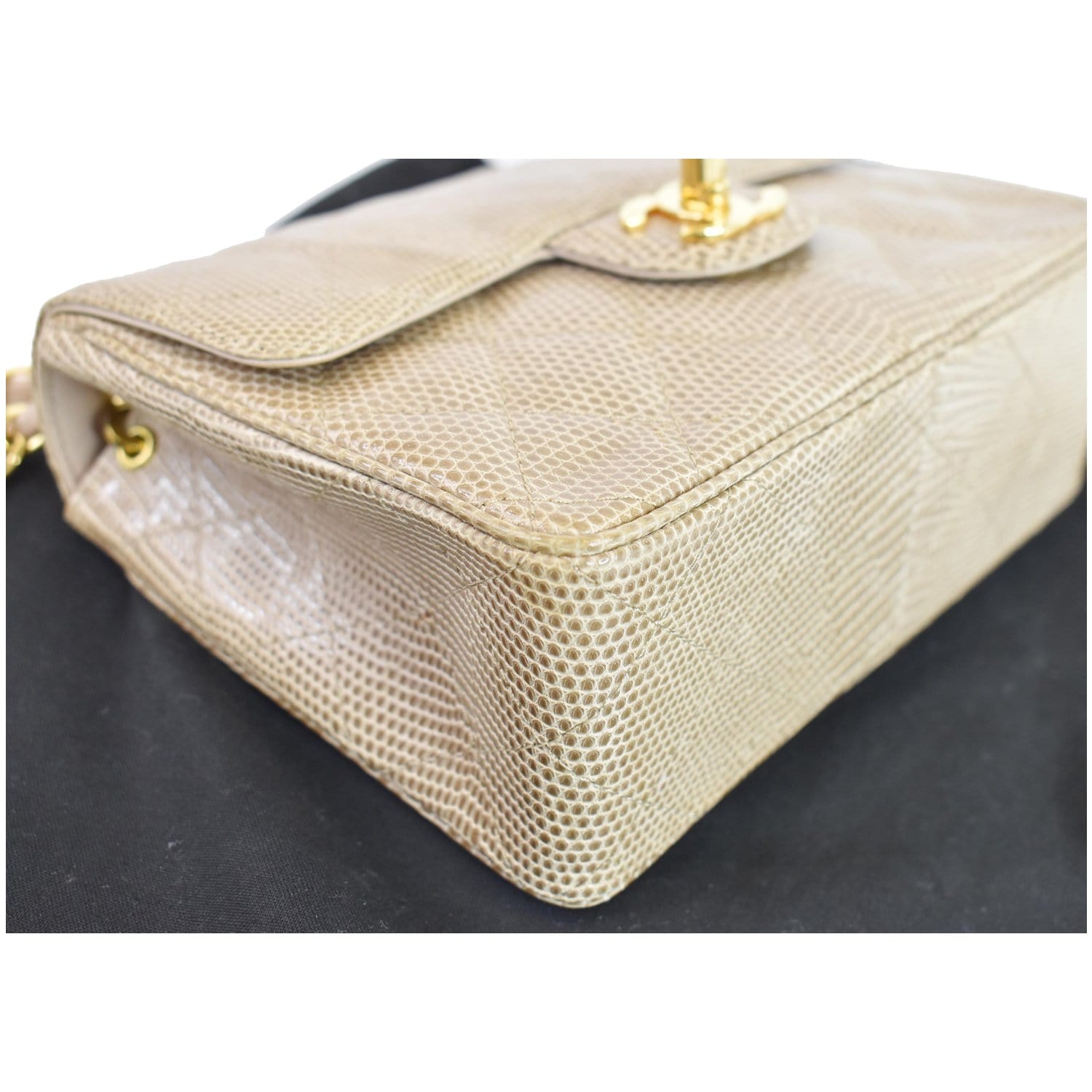Chanel Vintage Beige Quilted Caviar Classic Flap Mini Square