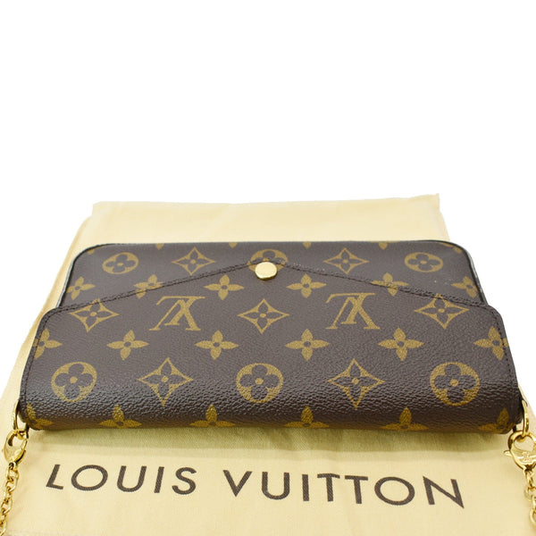 LOUIS VUITTON Felicie Monogram Canvas Pochette Crossbody Bag Brown
