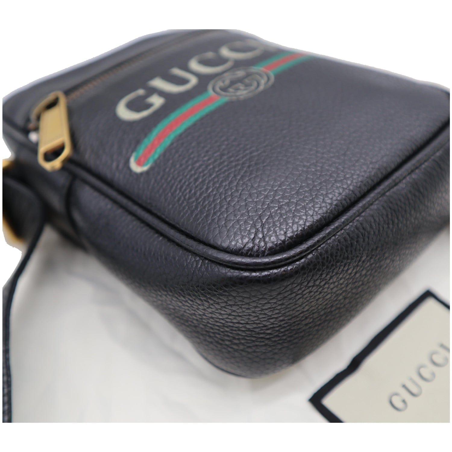 NEW Gucci “Vintage” Logo GG Print Grained Leather Messenger