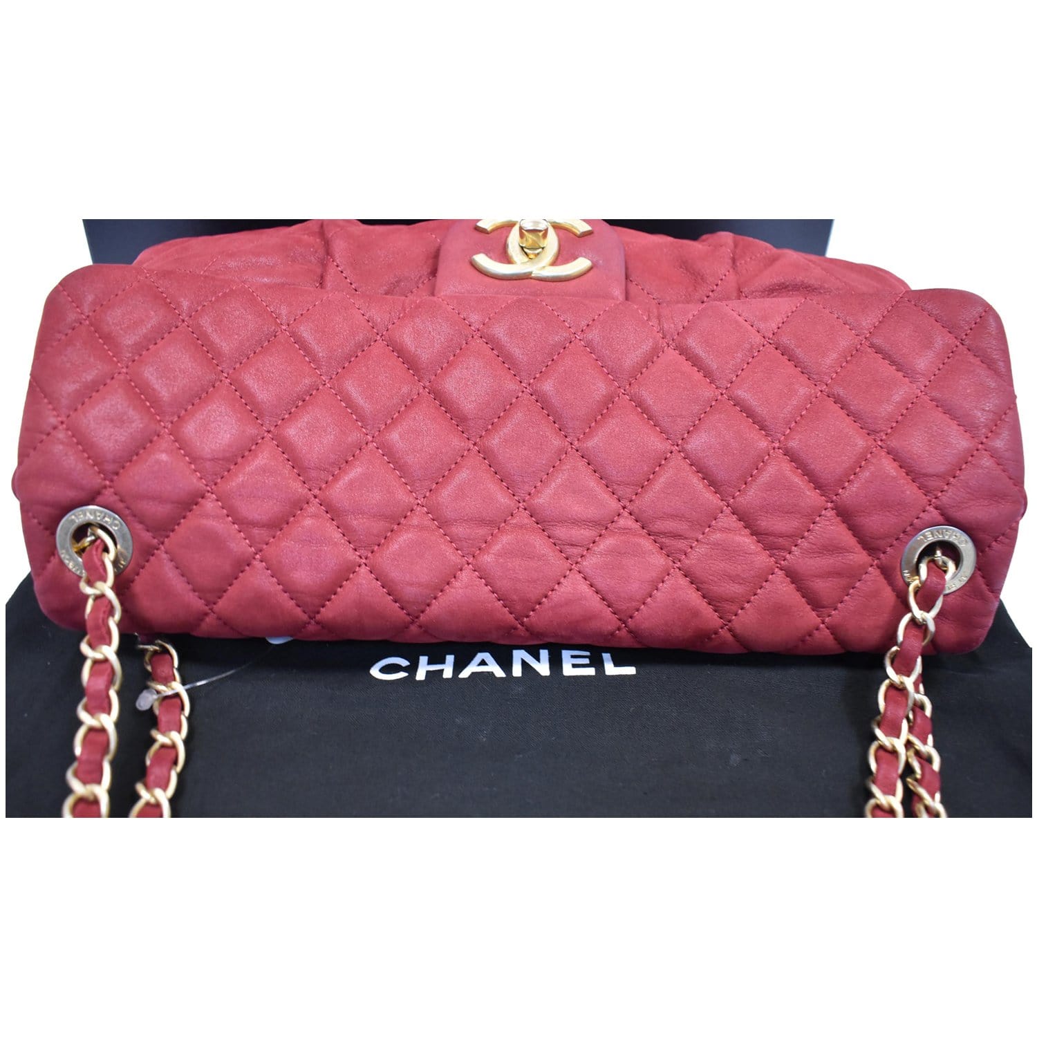 CHANEL Matelasse Patchwork Flap Bag PVC Vinyl Bag Shoulder Bag Red/Suede B