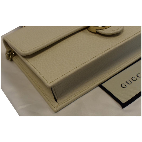 GUCCI GG Interlocking Pebbled Leather Crossbody Bag Ivory 615523