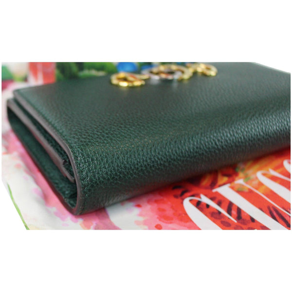 Gucci Zumi Grainy Leather Continental Wallet Dark Green color