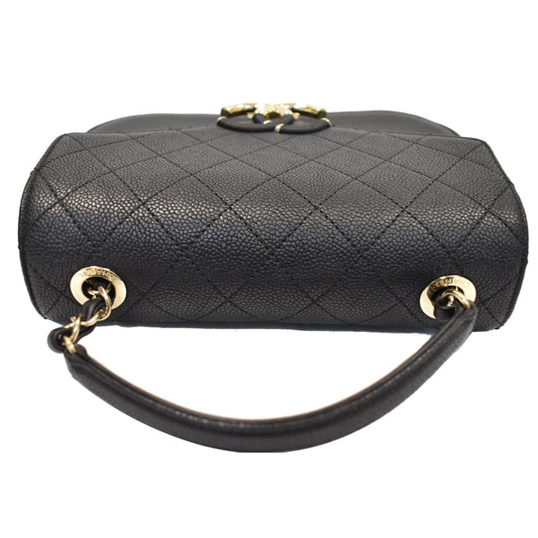 CHANEL Coco Cuba Quilted Grained Calfskin Leather Top Handle Bag Black