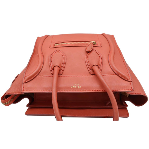 Celine Micro Luggage Calfskin Leather Tote Bag - Red color