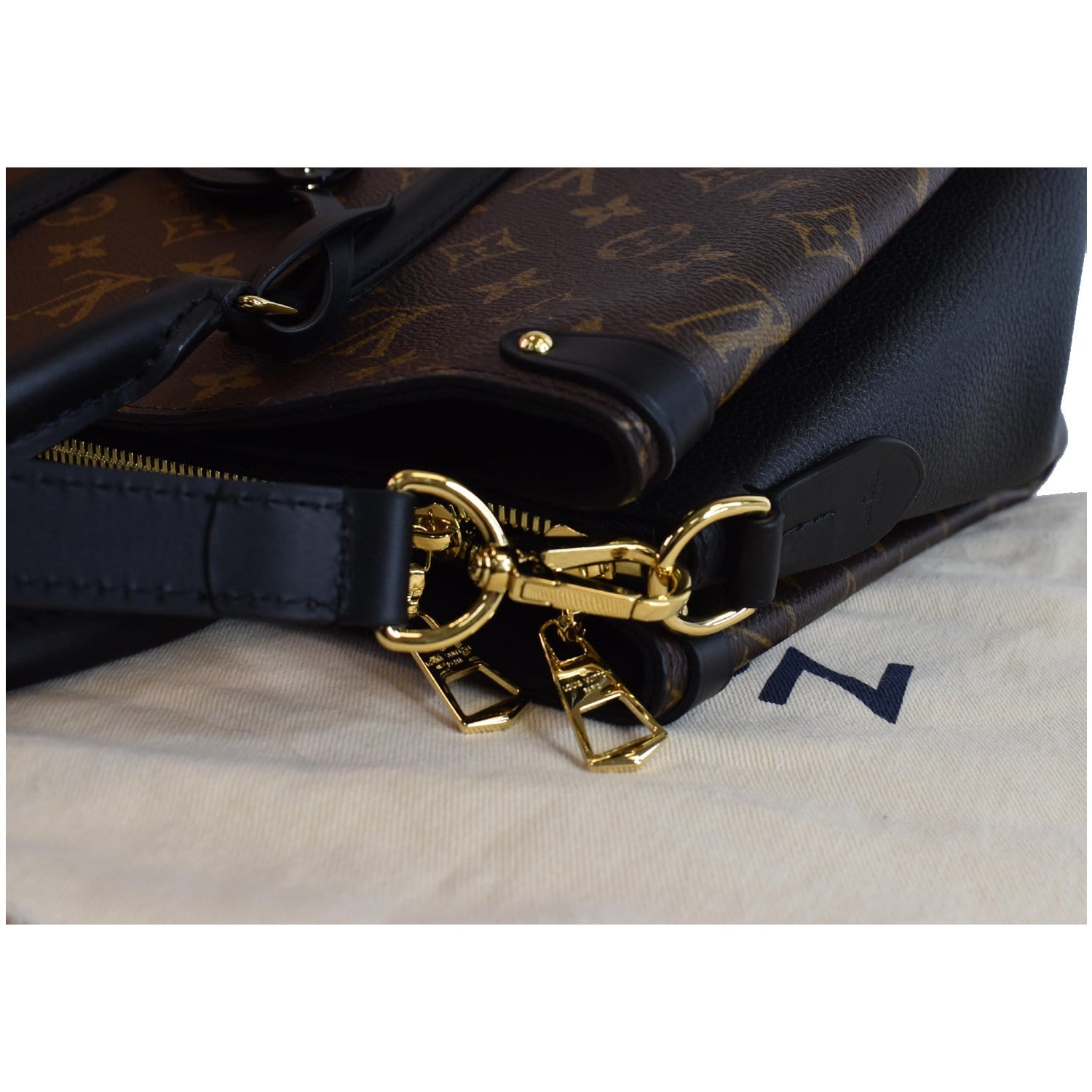 Louis Vuitton Monogram Canvas Caramel Leather Soufflot mm Bag w/o Strap