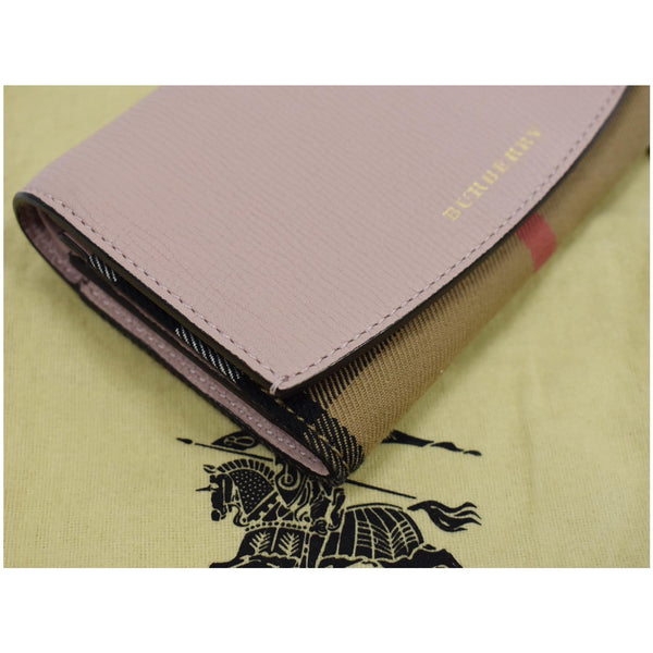 BURBERRY Luna House Check Leather Wallet Rose Pink