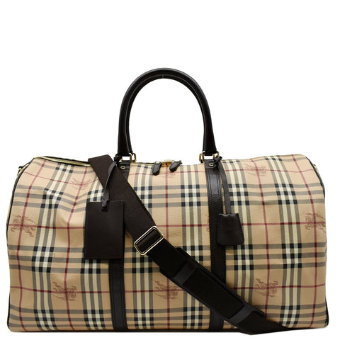 BURBERRY Haymarket Check Coated Canvas Travel Bag Beige