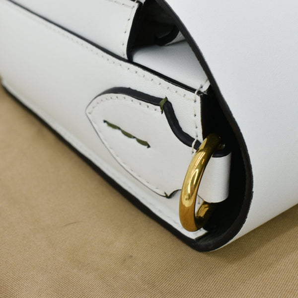 BURBERRY Large Square Leather Satchel Bag White