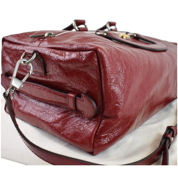 Gucci Soft Backpack Calfskin Leather Duffle Bag Red corner view