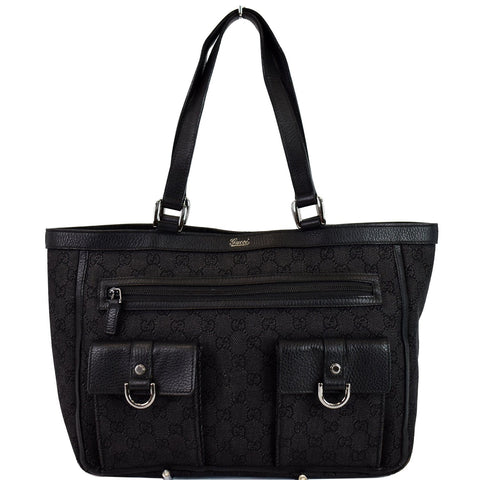 GUCCI Abbey Pocket Medium GG Denim Tote Bag Black 268639 - 20% OFF