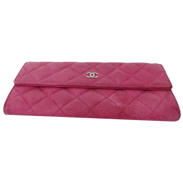 Chanel CC Caviar Leather Long Wallet Pink Color look