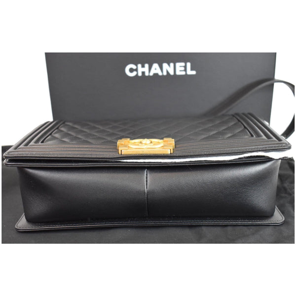 CHANEL New Medium Boy Flap Lambskin Leather Shoulder Bag Black