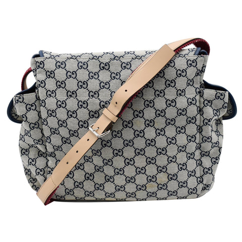 GUCCI Diaper GG Canvas Shoulder Bag Blue 606823