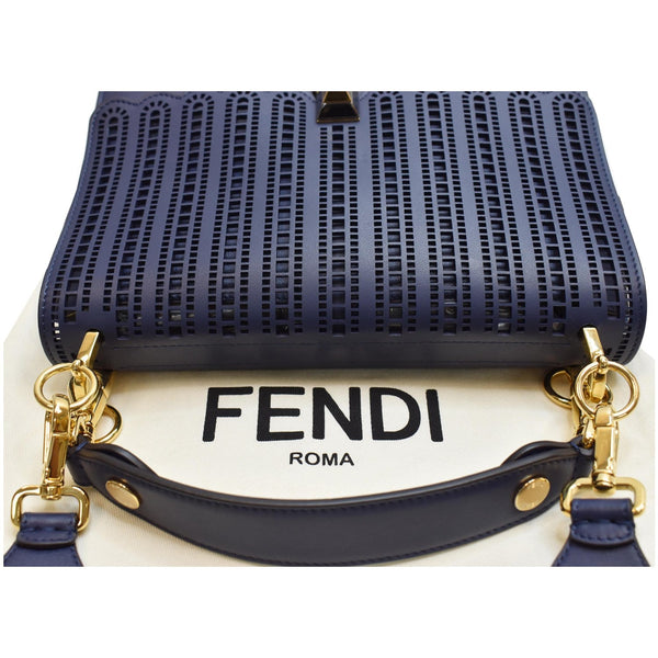 FENDI Small Kan I Perforated Leather Shoulder Bag Blue