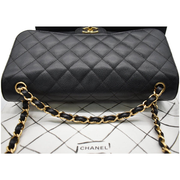 CHANEL Classic Jumbo Double Flap Caviar Leather Shoulder Bag Black