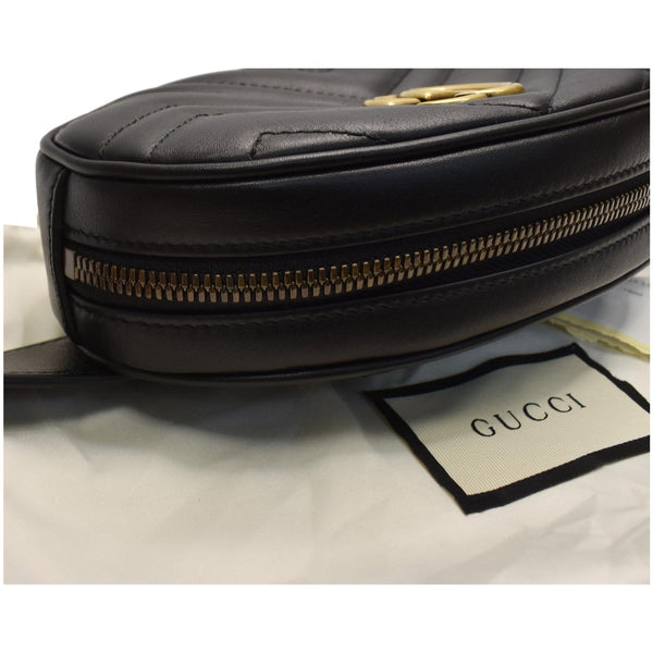 GUCCI GG Marmont Matelasse Leather Belt Bag Black 476434