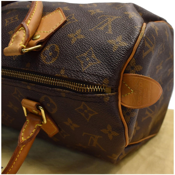 LOUIS VUITTON Speedy 30 Monogram Canvas Satchel Bag Brown