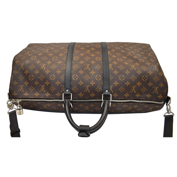 LOUIS VUITTON Keepall Bandouliere 55 Monogram Macassar Travel Bag Brown
