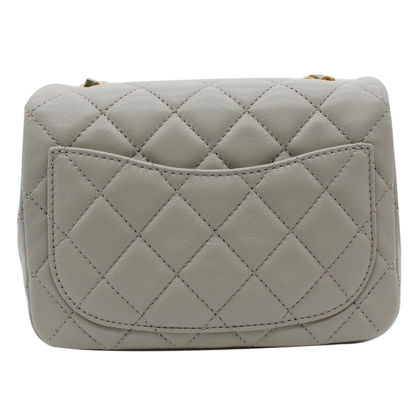 CHANEL CC Pearl Crush Mini Flap Quilted Lambskin Leather Shoulder Bag Light Grey