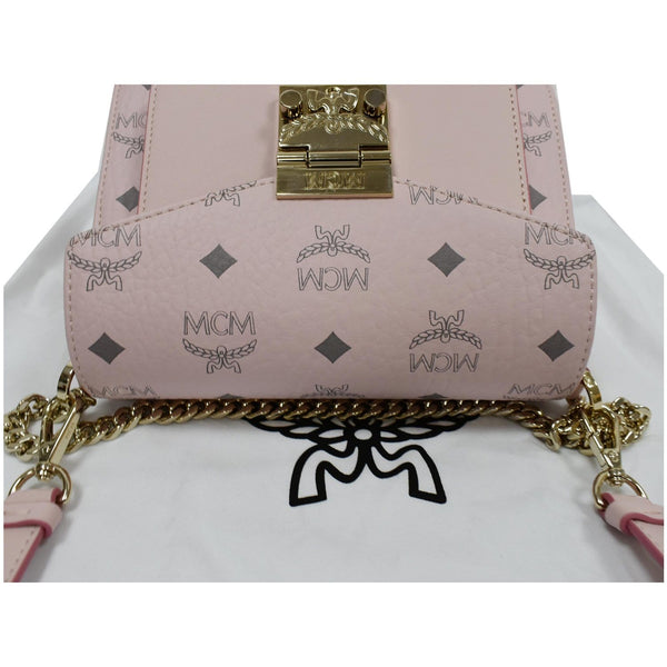 MCM Mini Patricia Visetos Leather Crossbody Bag Powder Pink