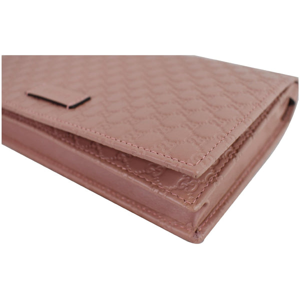 GUCCI Micro GG Guccissima Leather Crossbody Wallet Pink 466507