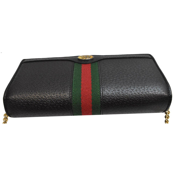 GUCCI Ophidia GG Web Leather Wallet On Chain Bag Black 546592