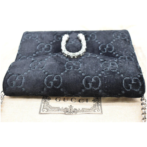 GUCCI Dionysus Mini Velvet GG Monogram Chain Wallet Dark Blue 401231