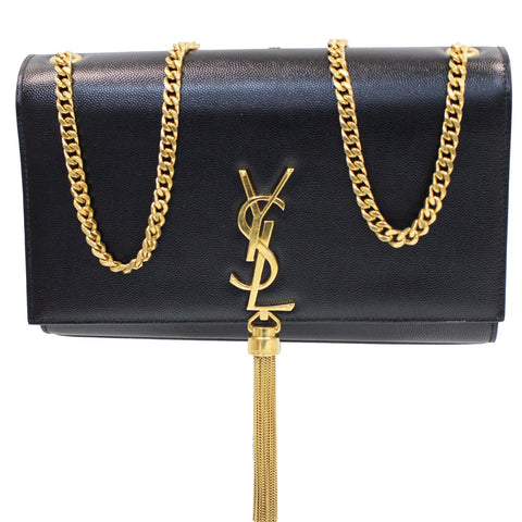 YVES SAINT LAURENT Kate Medium Grain De Poudre Crossbody Bag Black