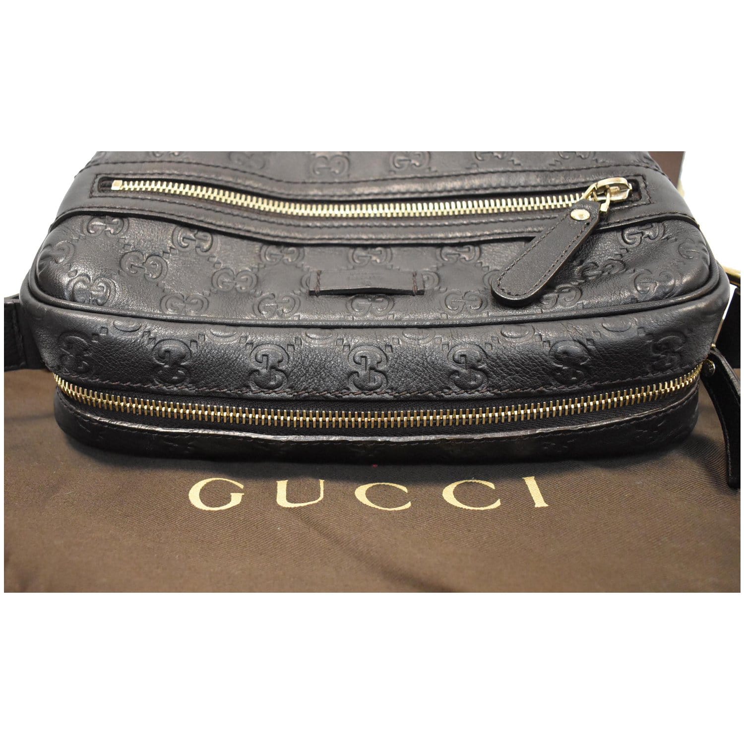 Gucci Messenger Guccissima Black in Leather with Silver-tone - US