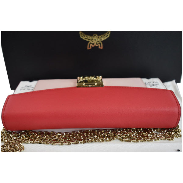 MCM Patricia Block Visetos Leather Crossbody Wallet Red