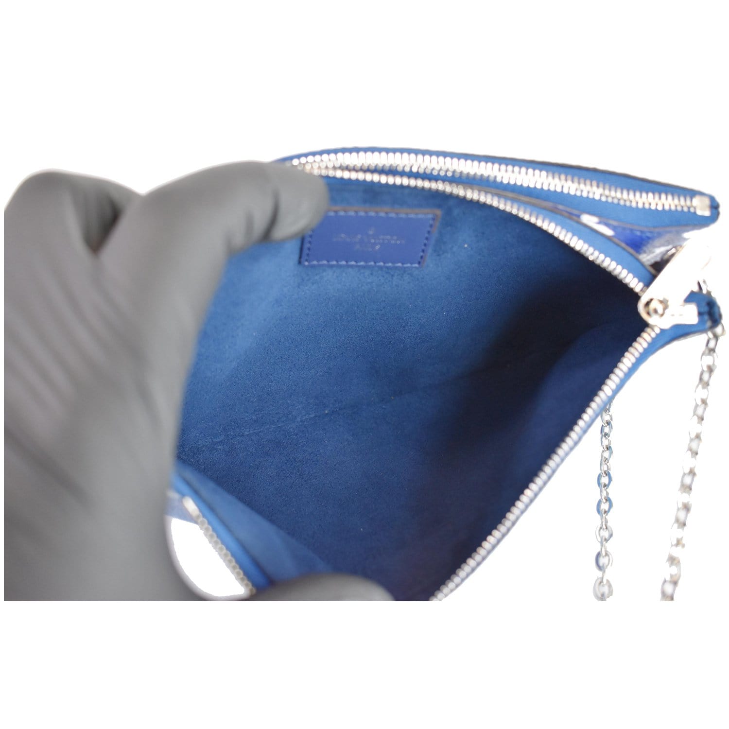 Louis Vuitton LV Escale Blue Cosmetics Pouch with Silver Chain Strap