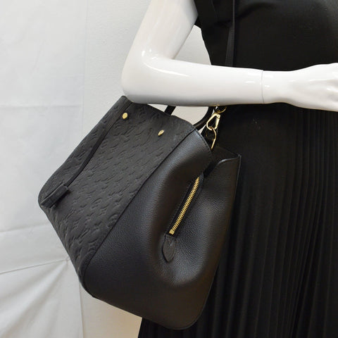 LOUIS VUITTON Montaigne GM Empreinte Leather Shoulder Bag Black