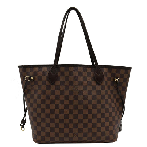 LOUIS VUITTON Neverfull MM Damier Ebene Tote Bag Brown