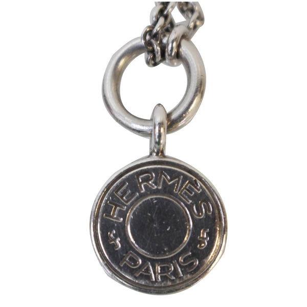 HERMES Sterling Silver Mini Clou de Selle Charm Pendant Necklace