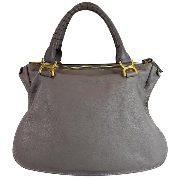 CHLOE Marcie Large Calfskin Leather Shoulder Bag Grey