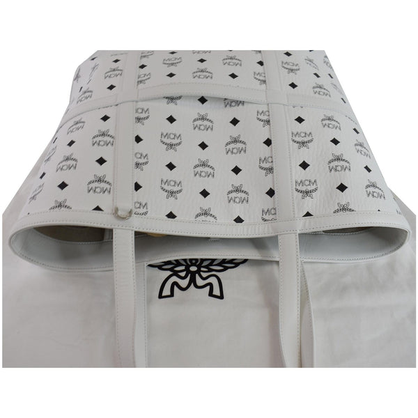 MCM Delmy Shopper Visetos Tote Bag White