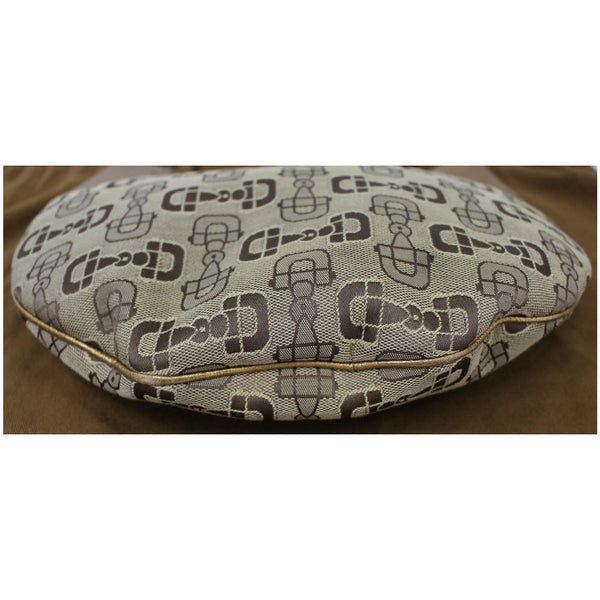 GUCCI Horsebit Print Canvas Hobo Bag Bronze 154371